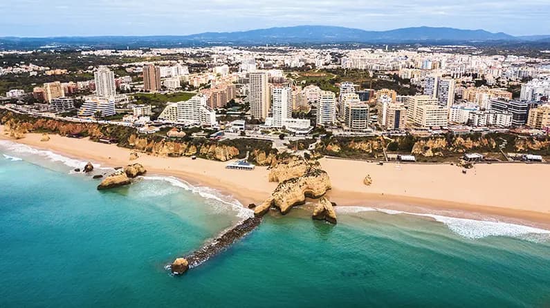 Coastal line and beaches in Portimão, Algarve