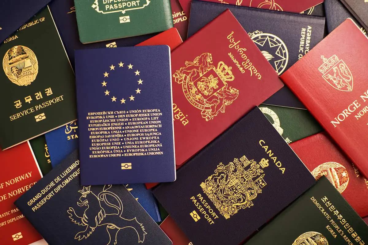 A collection of passports from different countries