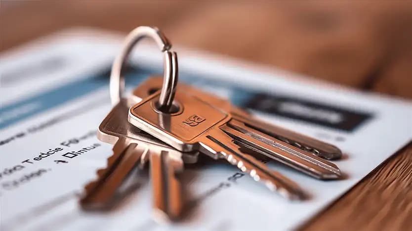House keys on a property deed document, completing a home purchase in Portugal